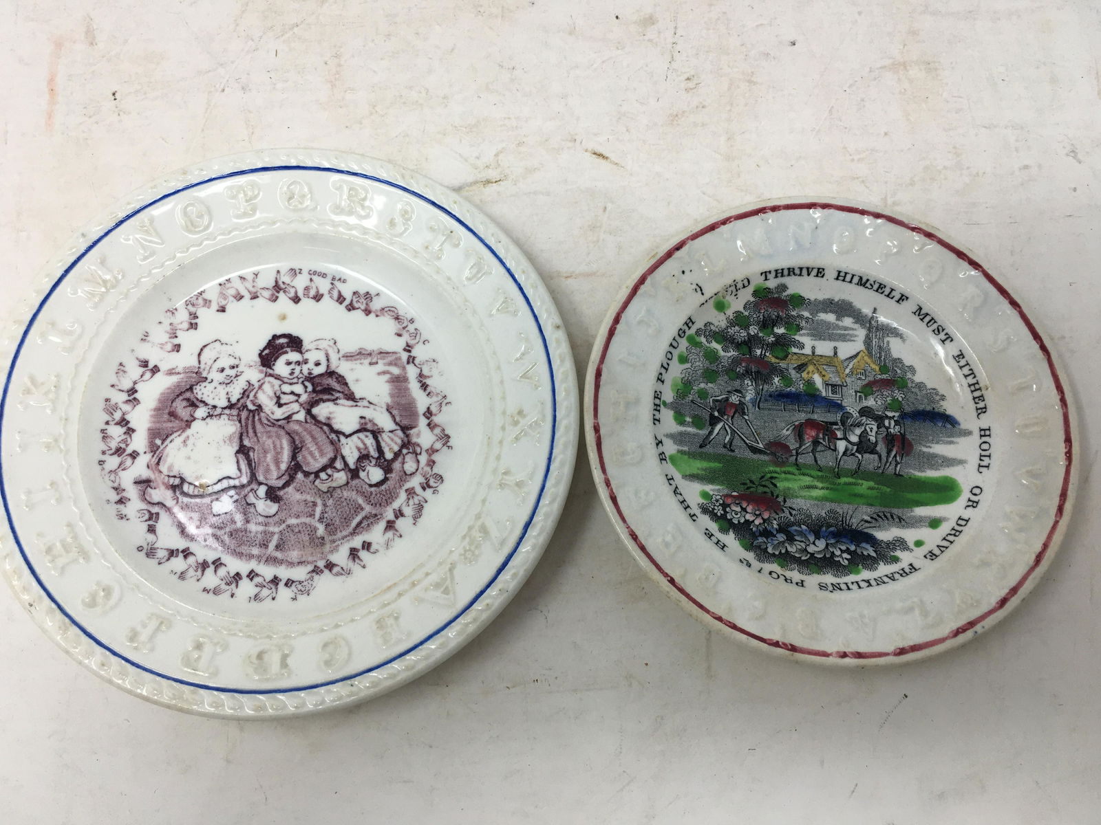 (2) 19th Century Child's Alphabet Plates (1 of 6)