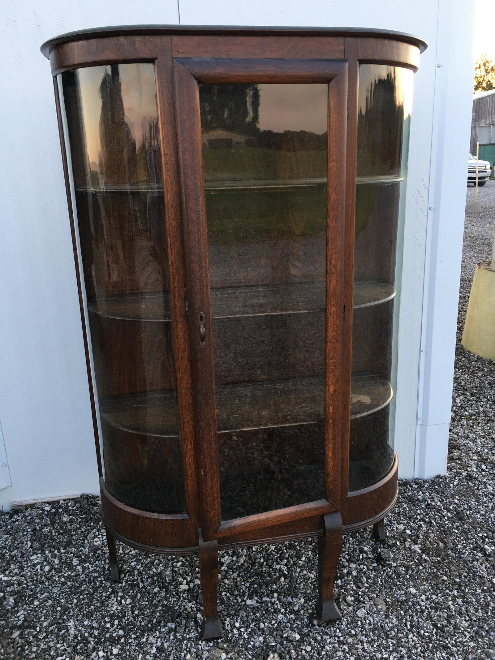 Curved Glass Curio Cabinet (1 of 4)