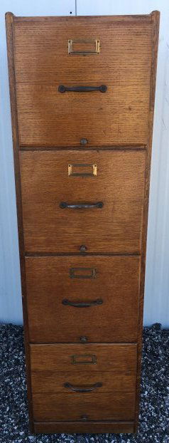 Oak 4 Drawer File Cabinet (1 of 9)