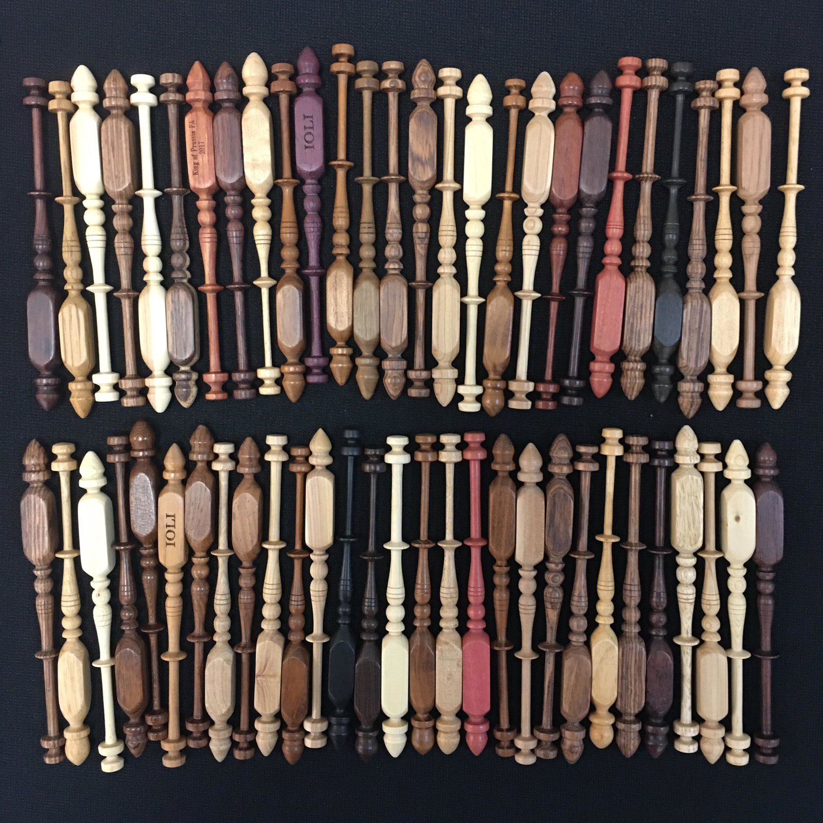 (57) Wood Turned Bobbins by John Aebi's Woodworking: (57) Wood Turned Bobbins by Aebi's Woodworking, variety of species, 4.5"
