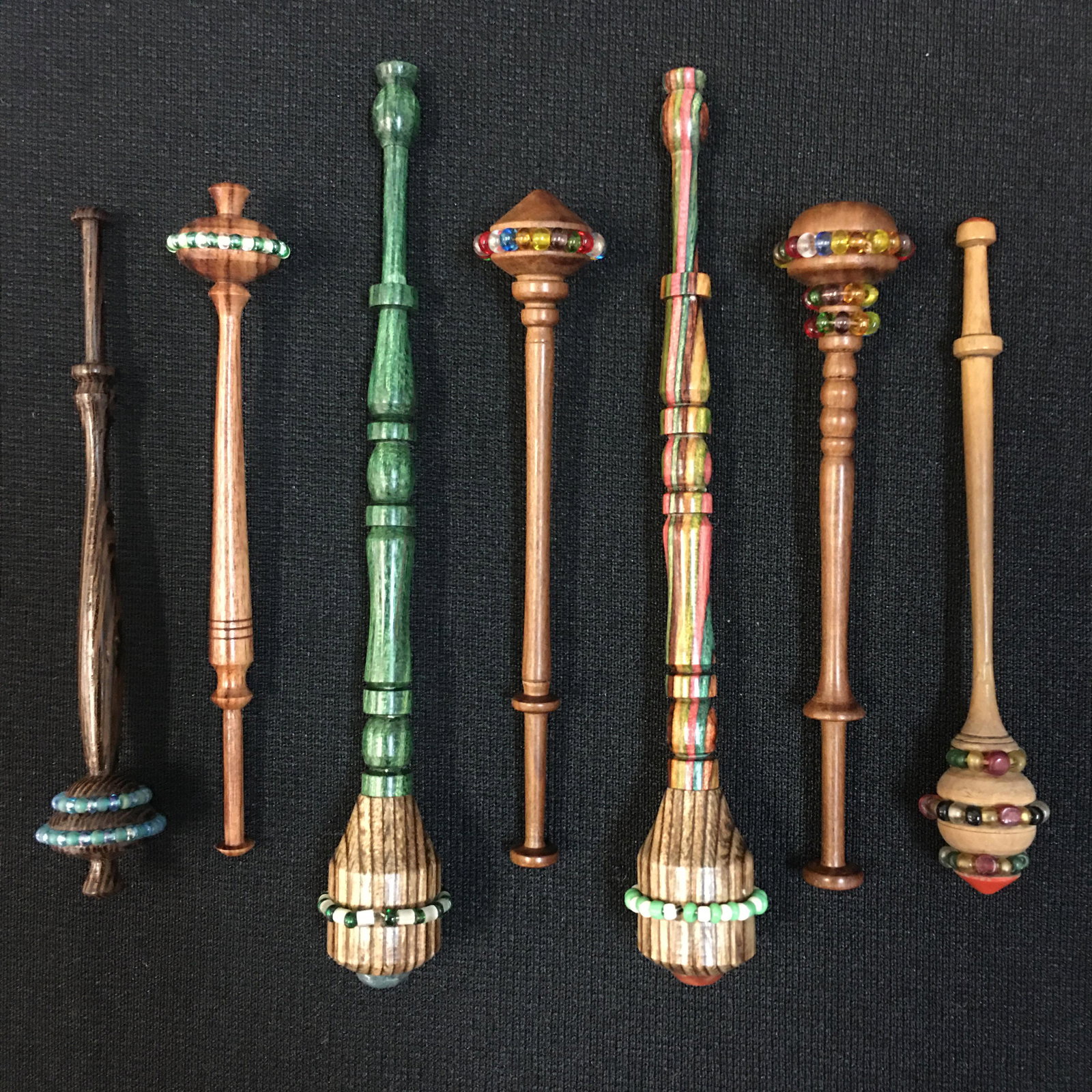 (7) T Ã¸ nder Danish Beaded Lace Bobbins: (7) T Ã¸ nder Danish Beaded Wood Turned Lace Bobbins, 3.75"-5"