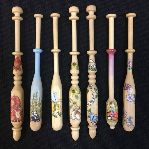 (7) Wood Turned Hand Painted Lace Bobbins (0243) on Dec 15, 2022