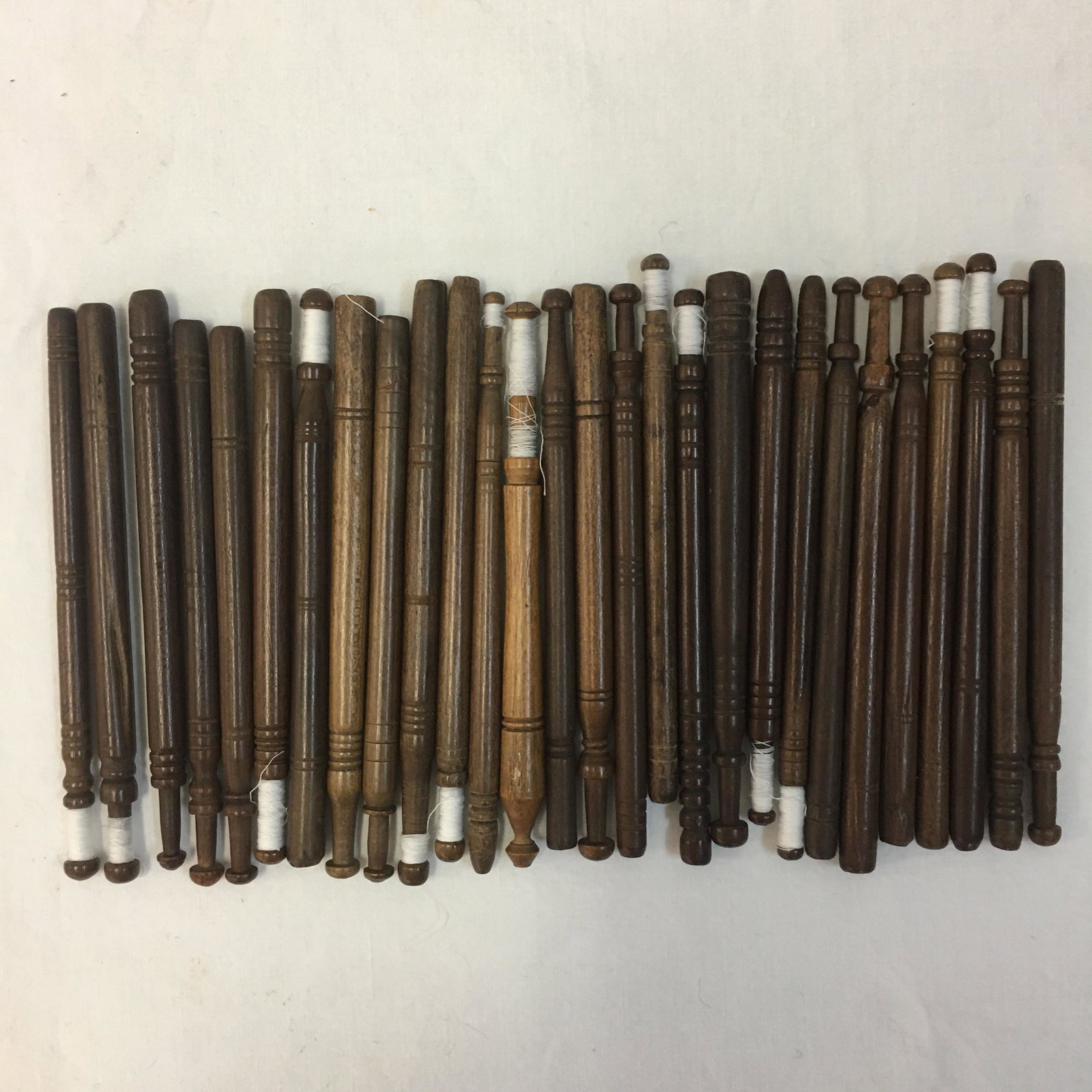(28) Turned Wooden Lace Bobbins: (28) Simple Turned Wooden Lace Bobbins, approx. 4"