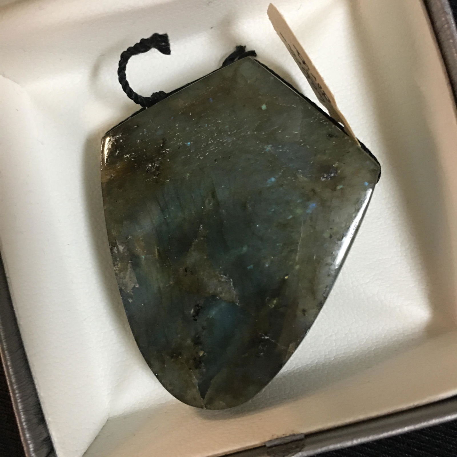 Labradorite Stone Drilled Pendant: Labradorite Stone Drilled Pendant, 1 7/8"x 1.5", 30g