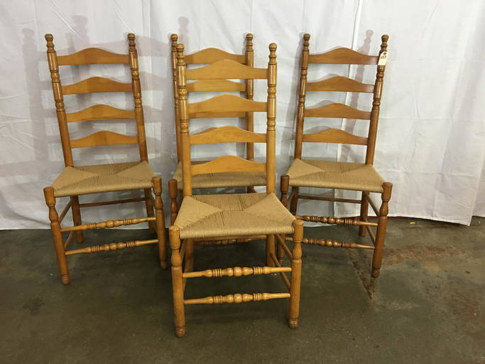 (4) Ladder Back Woven Seat Chair