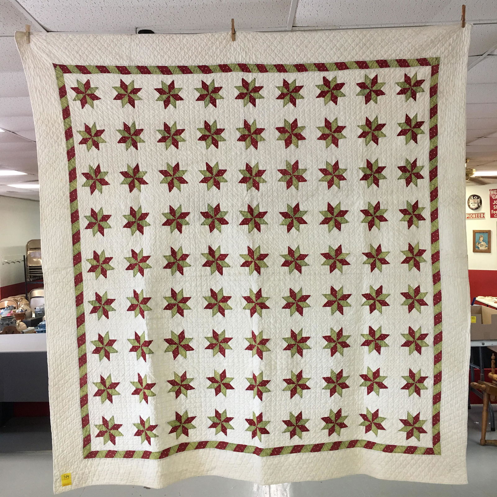 Early Red, Green & White Poinsettia Quilt (1 of 7)