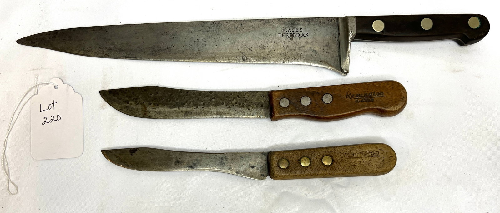 Group of Knives: Vintage Butchering Knives: Case XX 17", 2 Remington 9".