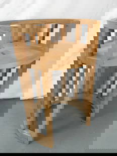 Richard Meier for Knoll Prototype Lamp Table: Richard Meier prototype lamp table designed for the Knoll Furniture Company. Unfinished bent maple wood, there is a 1/2 in hole drilled in the tabletop. With 10 mortised risers, this prototype closely
