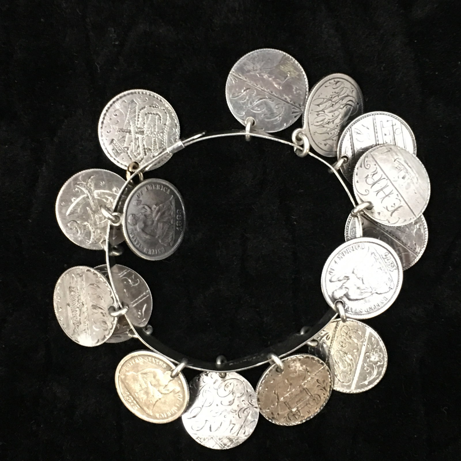 Antique Victorian Love Token Sterling Bracelet (1 of 2)