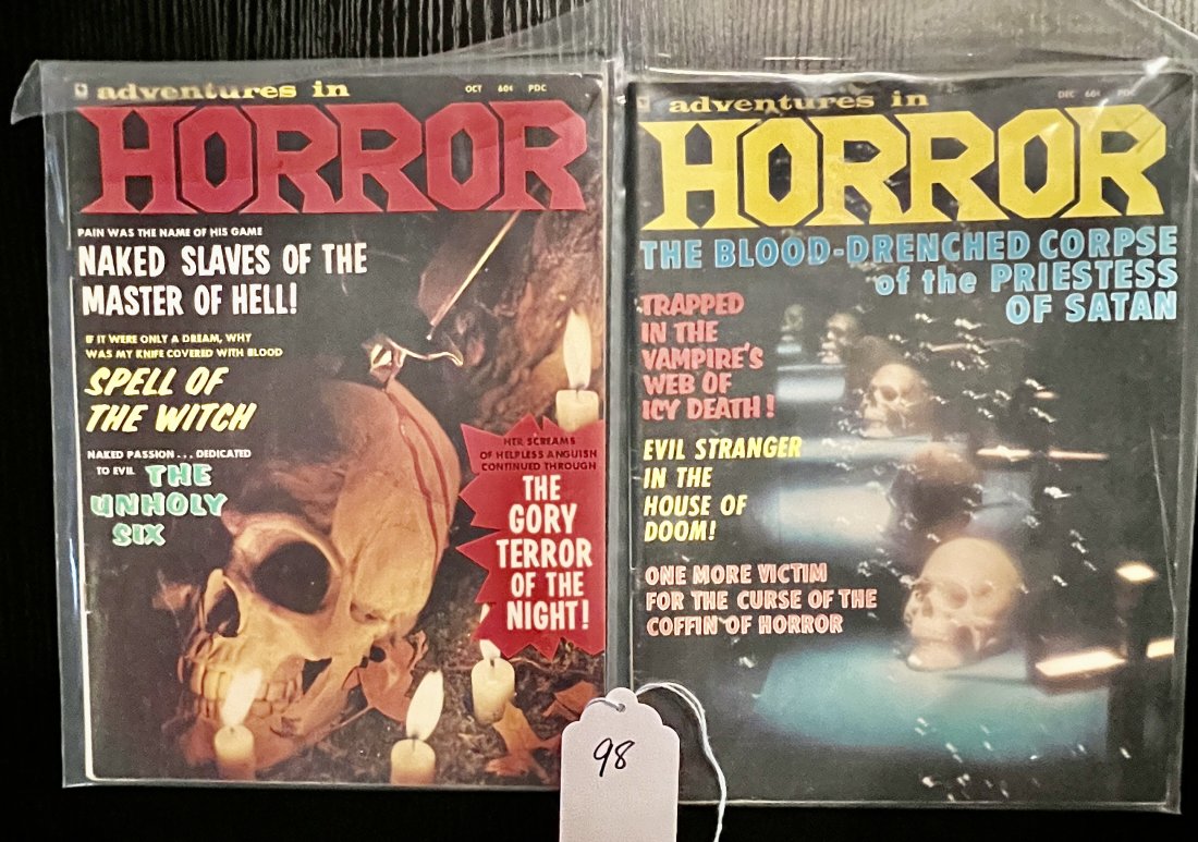 2 Volume I Issues of Adventures in Horror No. 1 & No. 2 Stanley Publication: 2 Volume I Issues of Adventures in Horror No. 1 & No. 2 Stanley Publication: Volume I No. 1 Oct. 1970 Naked Slaves of the Master of Hell, Volume I No. 2 Dec. 1970 The Blood Drenched Corpse of the Prie