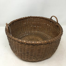 Round Woven Splint Double Handled Basket