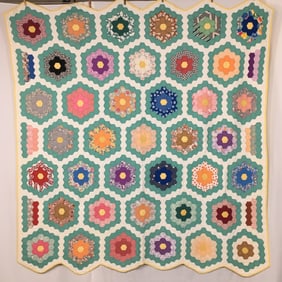 Antique Grandmother's Flower Garden Quilt