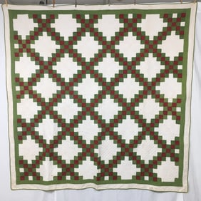 Antique Red & Green Irish Chain Quilt