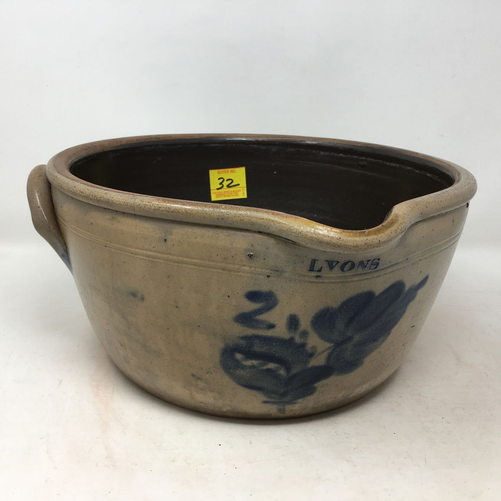 Lyons Stoneware Milk Crock, Cobalt Decorated (1 of 8)