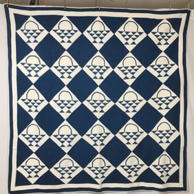 Antique Blue & White Basket Quilt