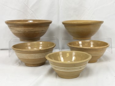 (5) Banded Nesting Yellowware Bowls