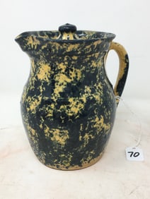 Small Stoneware Pitcher, Heavy Blue Sponge Decoration