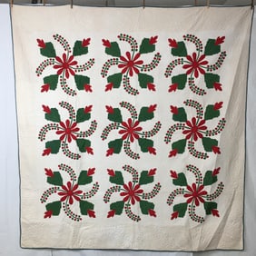 Antique Coxcomb & Currants Applique Quilt