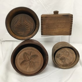 (4) Wooden Butter Molds