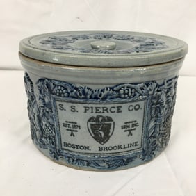 Stoneware Butter Crock, Advertising S.S. Pierce Co., Boston