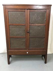 Primitive Punched Tin Pie Safe