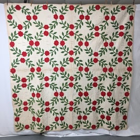 1853 "Rose Ring" Applique Signature Quilt