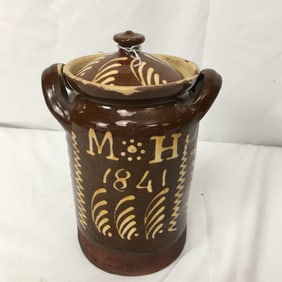 1841 Glazed Stoneware Jar & Lid