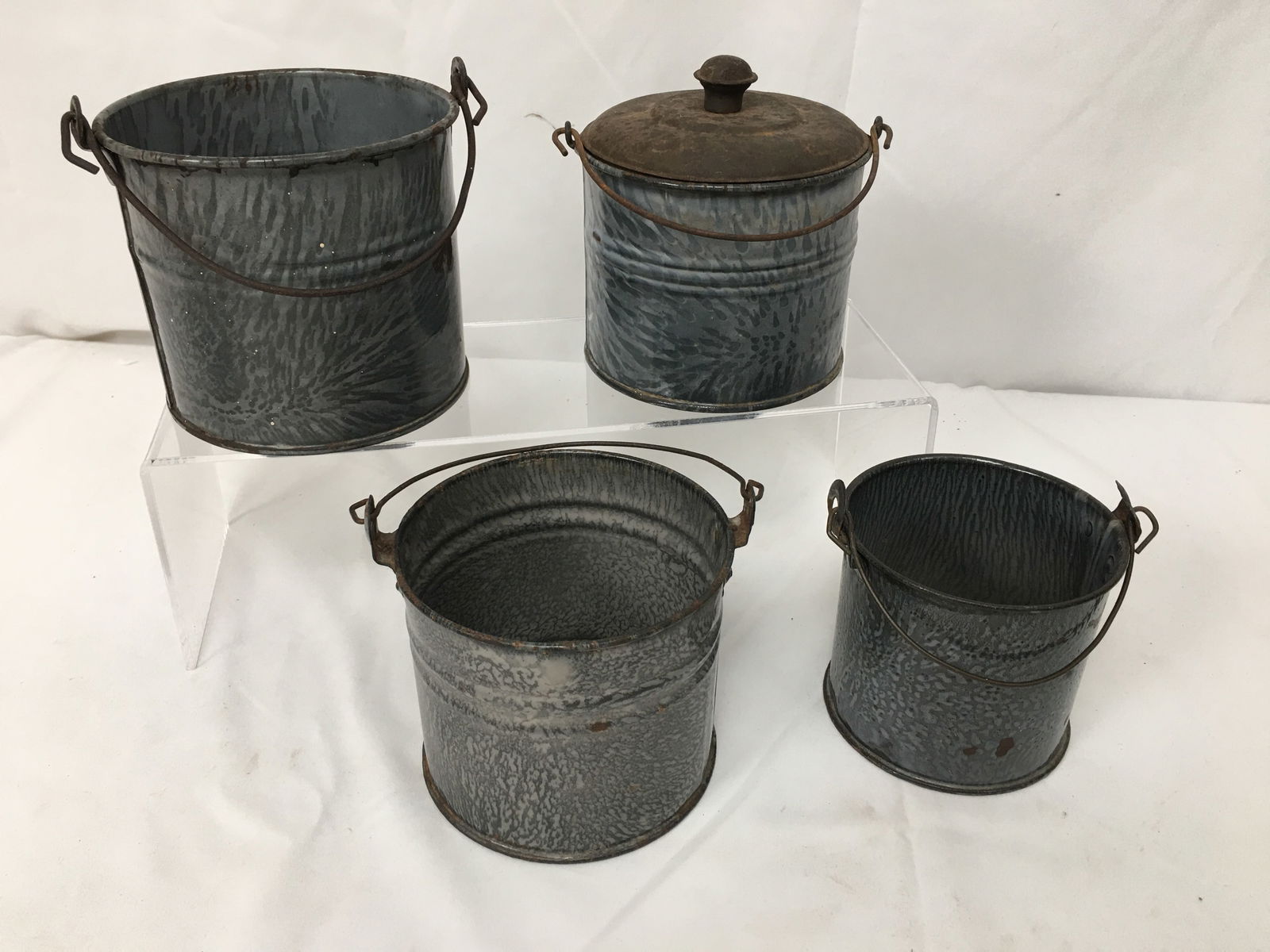 (4) Gray Granite Miniature Pails, Berry Bucket (1 of 2)