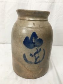 2 Gallon Stoneware Jar, Cobalt Decorated