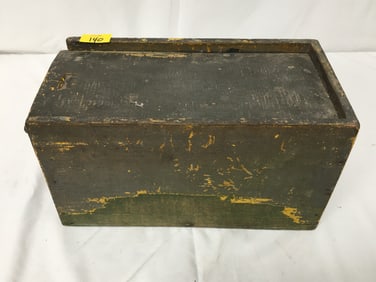 Sliding Lid Candle Box in Old Green & Yellow Paint
