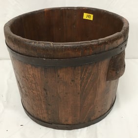 Primitive Banded Wooden Bucket
