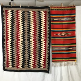 (2) Mexican Saltillo Serape Blankets