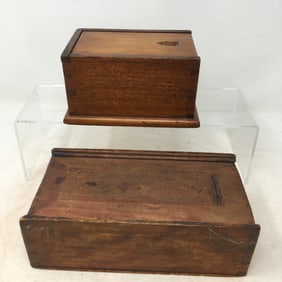 (2) Primitive Slide Top Boxes