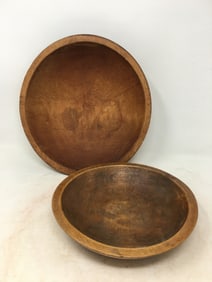 (2) Wooden Dough Bowls