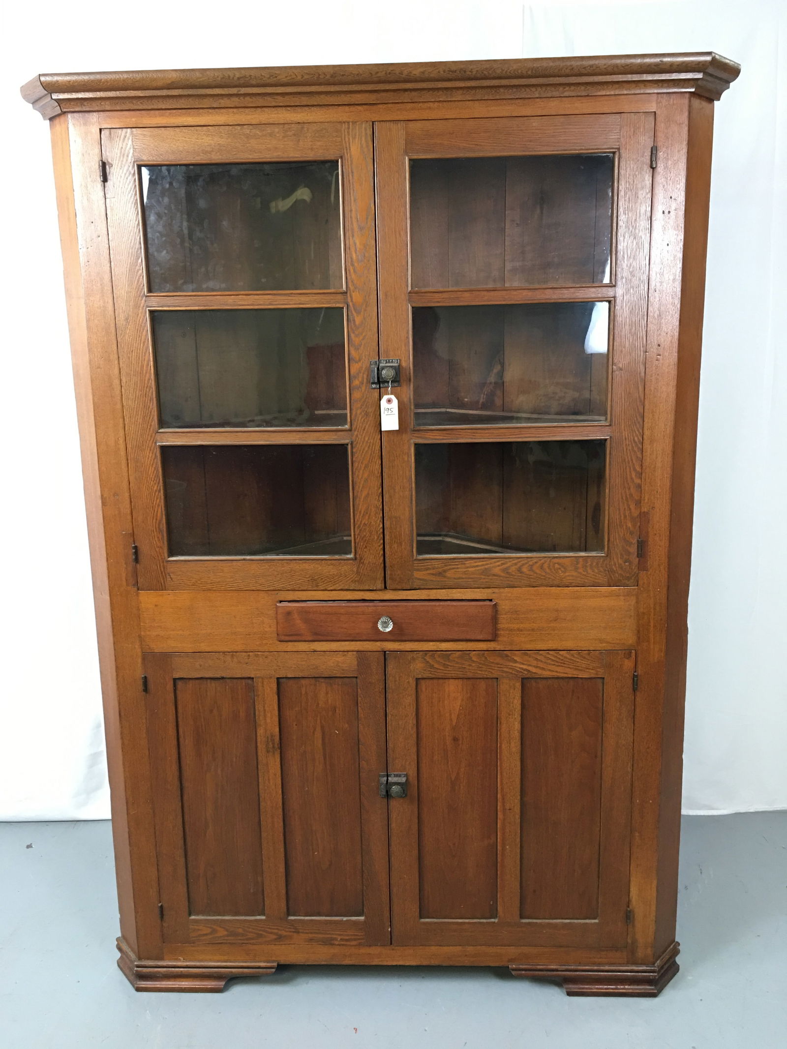 6-Pane Antique Oak Corner Cupboard (1 of 12)