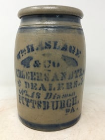Stoneware Jar, Wm. Haslage & Co. Grocers & Tea Dealers