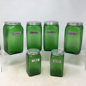 Vintage Green Glass Canister Set