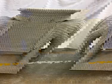 Vintage Double Elephant Wicker Bar