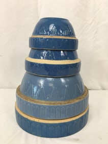 (4) Blue Stoneware Bowls