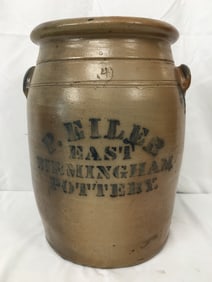 4 Gallon Stoneware Jar, P. Eiler, East Birmingham Pottery