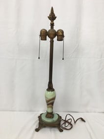 Art Deco Uranium Jadeite Slag Glass Table Lamp