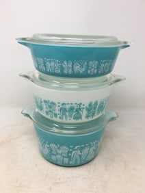 Set of (3) Pyrex Amish Butter Print Casserole Dishes