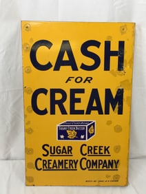 Sugar Creek Creamery Double Sided Porcelain Flange Sign