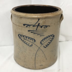4 Gallon Cobalt Decorated Stoneware Crock