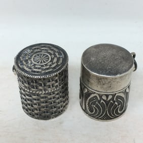 (2) Antique Sterling Silver Thimble Holders