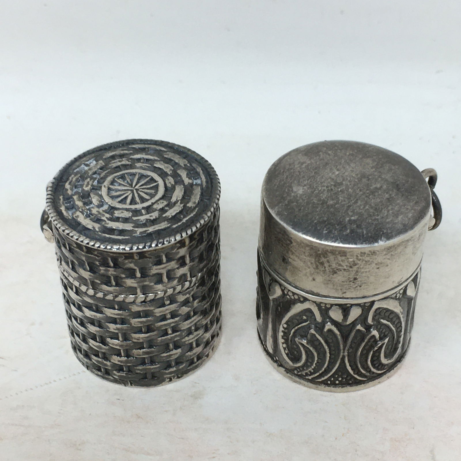 (2) Antique Sterling Silver Thimble Holders (1 of 3)