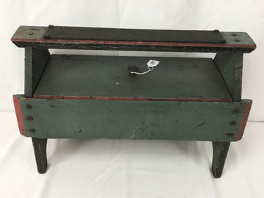Shoe Shine Box in Blue & Red Cracked Paint