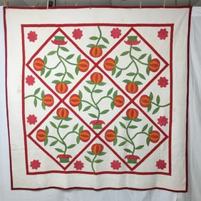 Antique Applique Quilt, "Love Apple"