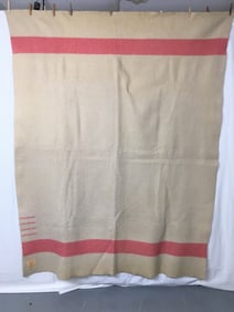 1930s Hudson's Bay Pink Striped Wool Blanket