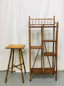 Antique Bamboo Leg Shelf & Plant Stand